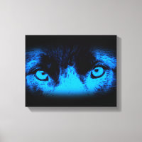 Oeil de chien intense dans l'art Abstrait bleu