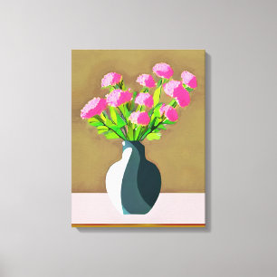 Toile Oeillets roses dans un vase Art moderne