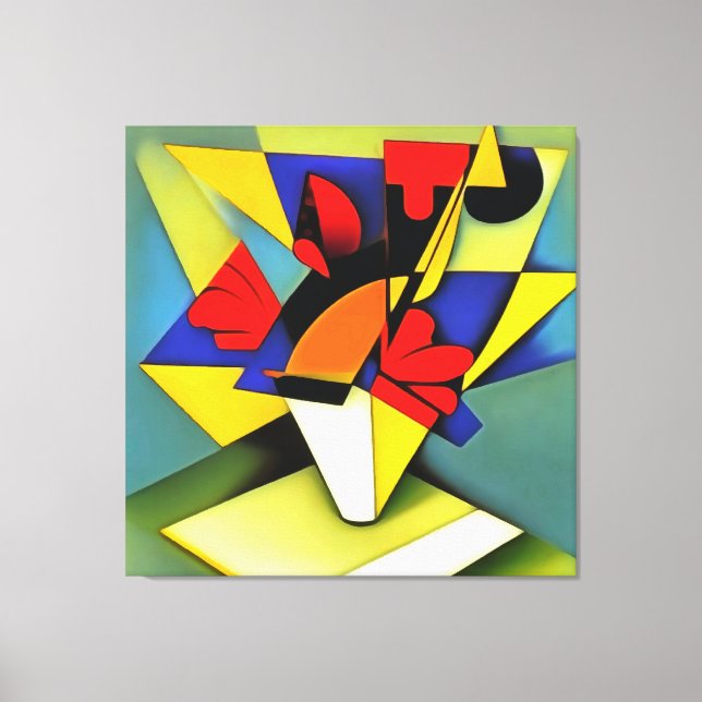 Toile Oeillets Rouges Dans Un Vase Art Géométrique Abstr (Recto)