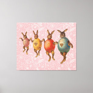 Toile Oeufs dansants lapins de Pâques