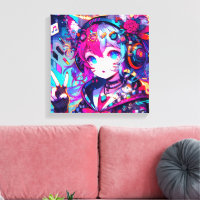 Oeuvre colorée Glitchcore Anime Girl