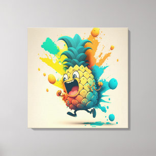 Toile OEuvre d'ananas joyeux