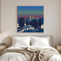 Œuvre d'art commémorative Caravane de yaks à l'aub