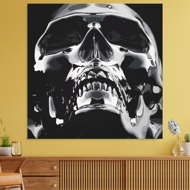 Toile Œuvre d'art de crâne métallique brillant (Insitu(Salon))