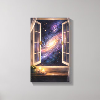 Toile Œuvre d'art de fenêtre de galaxie