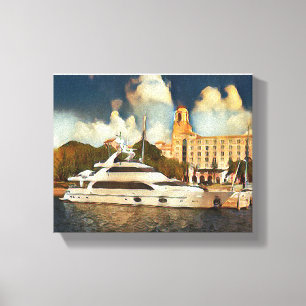 Toile Œuvre d'art de yacht de luxe sur le mur Scène côti