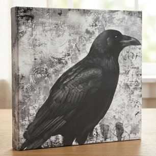 Toile Œuvre d'art grunge gothique vintage de corbeau