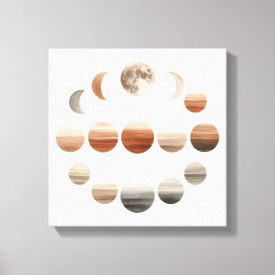 Toile Œuvre d'art Japandi sur les phases lunaires pour l