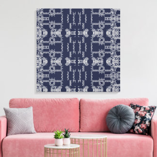Toile Œuvre d'art murale à motif défilé gris marine