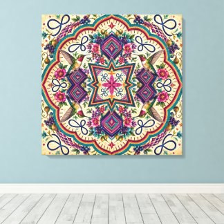 Toile Œuvre d'art murale boho folk