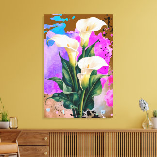 Toile œuvre d'art murale fleur aquarelle