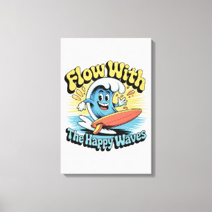 Toile Œuvre d'art murale Flow With The Happy Waves