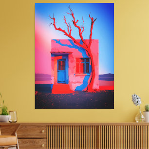 Toile Œuvre d'art murale surréaliste de maison dans le d