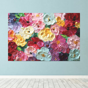 Toile Œuvre d'art texturée abstraite de fleurs