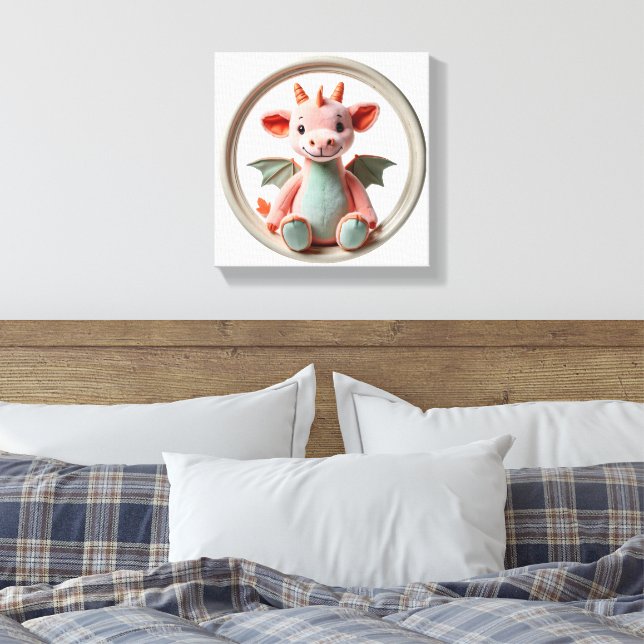 Toile Œuvre d'art Wonder Wall Dragon Delight en rose et  (Insitu(Chambre))