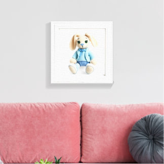 Toile Œuvre d'art Wonder Wall Lapin élégant en bleu