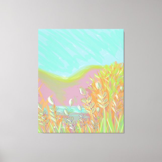 Toile Oeuvre D'Origine Contemporaine "Le Lac" Triptyque (Recto)