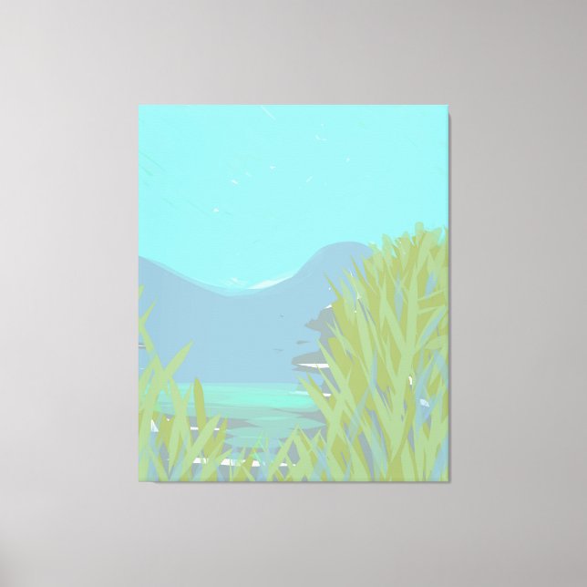 Toile Oeuvre D'Origine Contemporaine "Le Lac" Triptyque (Recto)