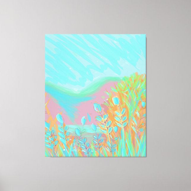 Toile Oeuvre D'Origine Contemporaine "Le Lac" Triptyque (Recto)