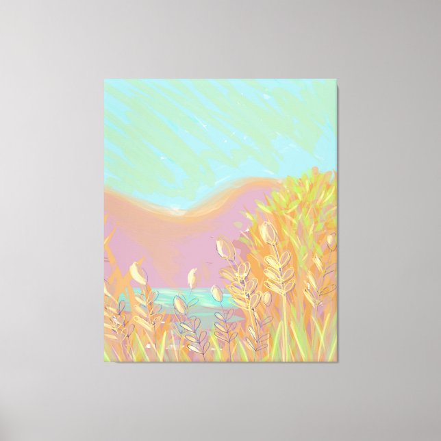 Toile Oeuvre D'Origine Contemporaine "Le Lac" Triptyque (Recto)