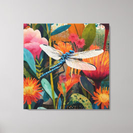 Toile OEuvre florale en acrylique avec ailes blanches