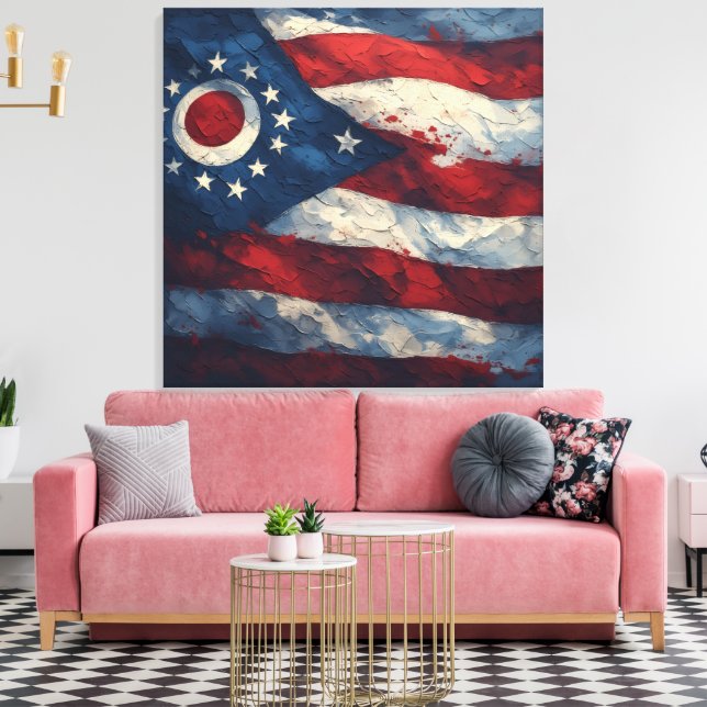 Toile Ohio State Flag Design | Buckeye State Pride Gift  (Insitu(Salon))