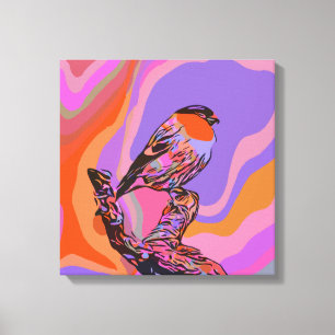 TOILE OISEAU POURPLE ET ROSE IMPRIMER SUR LES CANVAS STR