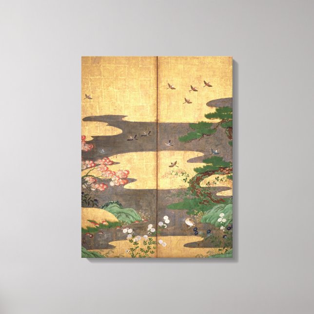 Toile Oiseaux aux fleurs d'automne et d'hiver (Recto)