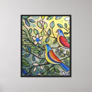 Toile Oiseaux d'amour dans un arbre
