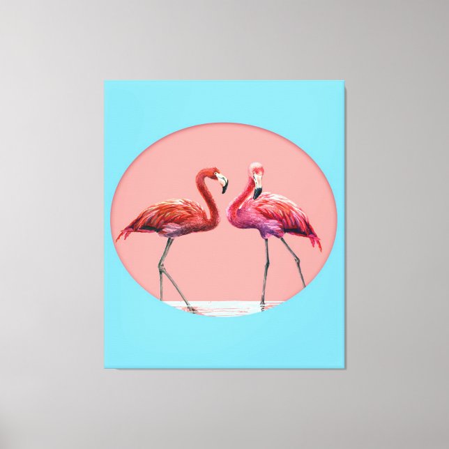 Toile Oiseaux Flamants roses Dans L'Eau | Cadeau Pour Le (Recto)