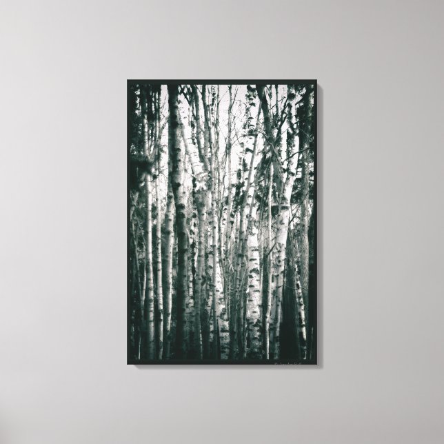 Toile Oiseaux Moody en Forêt Monochrome (Recto)