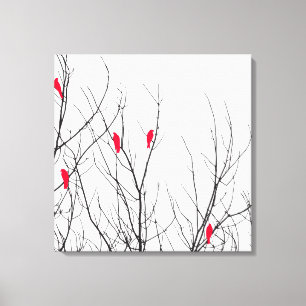Toile Oiseaux rouges lumineux artistiques sur des