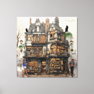 Toile Old Amsterdam Bookshop Art