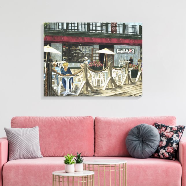 Toile Old Apple Box Café Aquarelle Petaluma+Calif, (Insitu(Salon))