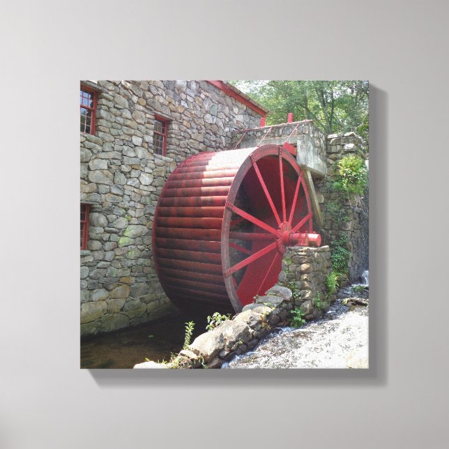 Toile Old Grist Mill - Red Water Wheel, Sudbury, MA Canv (Recto)