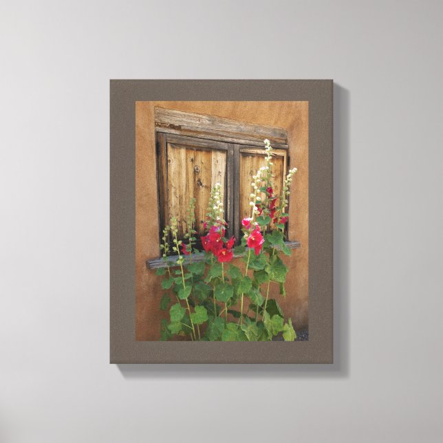 Toile Old Santa Fe Window and Holly Hocks  (Recto)