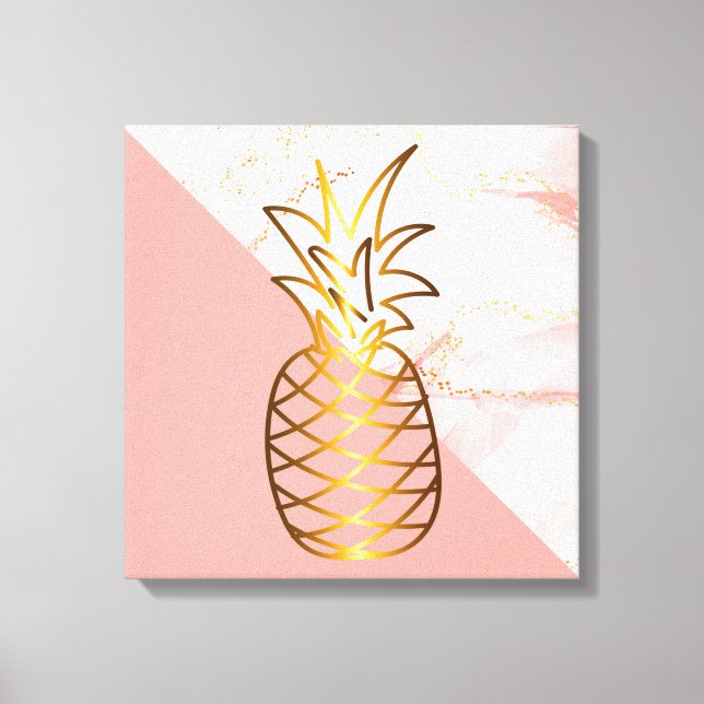 Toile Or de marbre rose Ananas (Recto)
