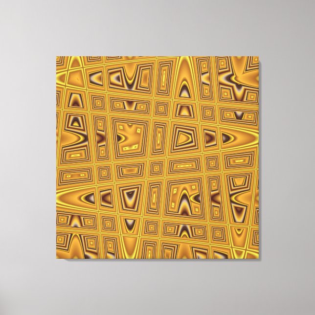 Toile Or Jaune Brown Noir moderne Vague Abstraite (Recto)