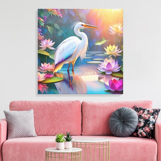 Toile Orange Billed White Heron Imaginaire Bird (Insitu(Salon))
