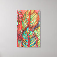 Orange Canna feuille aquarelle art original