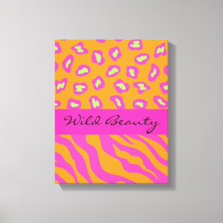Toile Orange & Fuchsia Pink Zebra & Cheetah Customisé