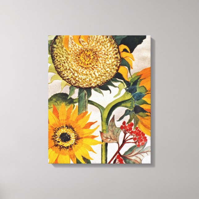 Toile Orange Jaune Graine Tournesol Art (Recto)