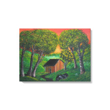 Orange Trapper Shack Wood Forest Paysage