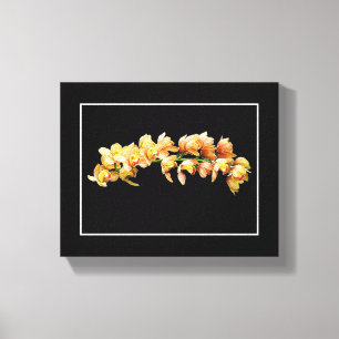 Toile Orchidées jaune orange pâle Arrière - plan noir