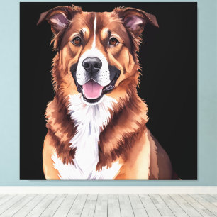 Toile Oreiller à portrait de chien personnalisé – Illust