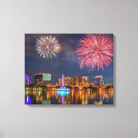 Orlando Florida Lake Eola Fireworks & Fontaine