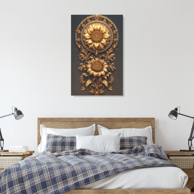Toile Ornate Gold Frame With Large Metallic Flower Medal (Insitu(Chambre))