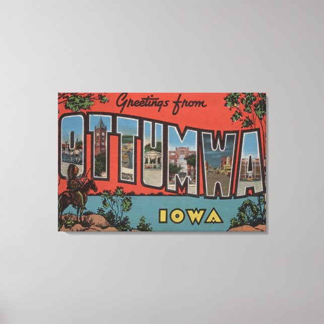 Toile Ottumwa, IowaGrandes lettres ScènesOttumwa, IA (Recto)