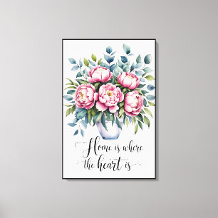 Toile Où réside l'amour : Citation florale délicate