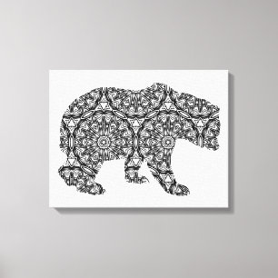 Toile Ours animal simple Art géométrique